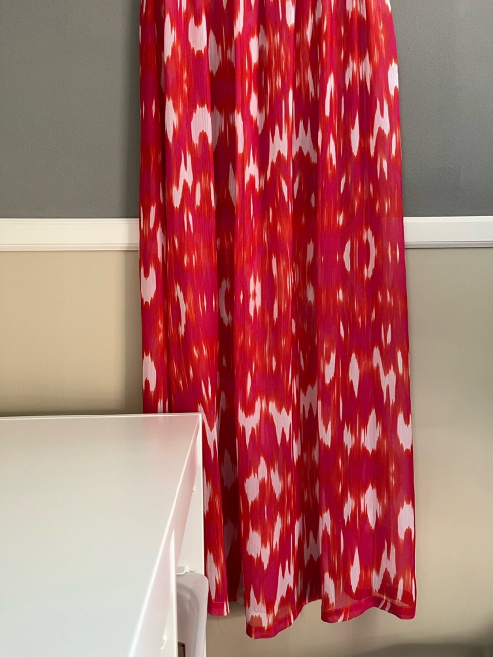 Jones New York Sheer Maxi Dress or Swim Cover Up Red Print Maximalism Large - Picture 2 of 11